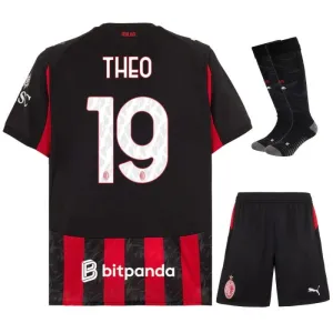 AC Milan THEO Kit infantile 2025/26 Maglia casa - Rosso