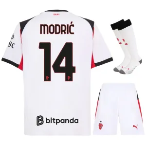 Set di maglia bambini in trasferta di MODRIC dell'AC Milan 2025/26 - Bianco