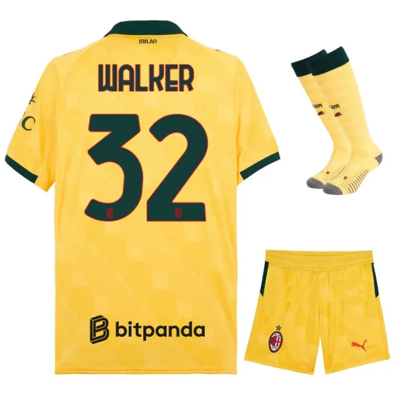 Set di maglia terza bambini di WALKER dell’AC Milan 2025/26 - Giallo