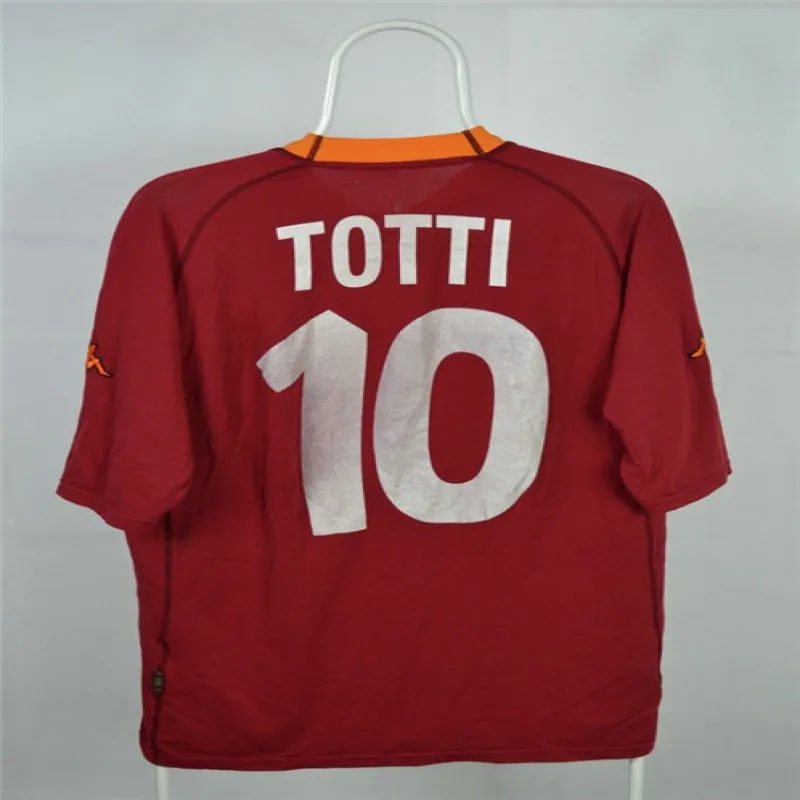 Totti, maillot rétro domicile n°10 d'AS Roma 2000/01 - Rouge
