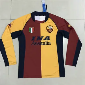 AS Roma 2001/02 Home Retro Long - Sleeve Jersey - Yellow