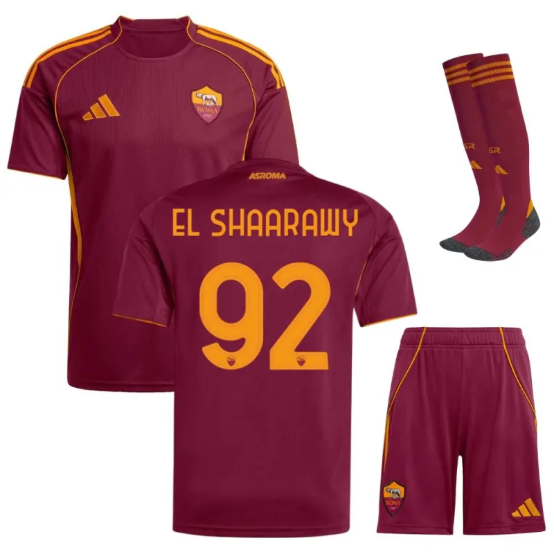 AS Roma EL SHAARAWY 2025/26 Home Kids' Jersey Set - Burgundy