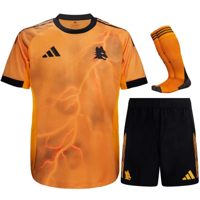 AS Roma Conjunto Camiseta de Visitante Infantil 2025/26 - Naranja