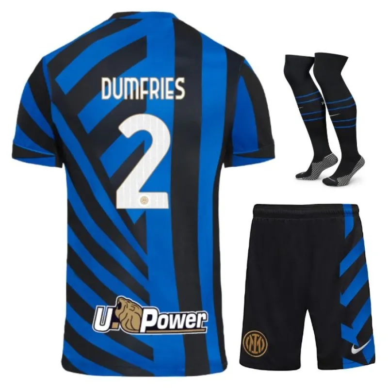 Le kit d'enfant de domicile 2024/25 de l'Inter Milan de Denzel Dumfries - Bleu