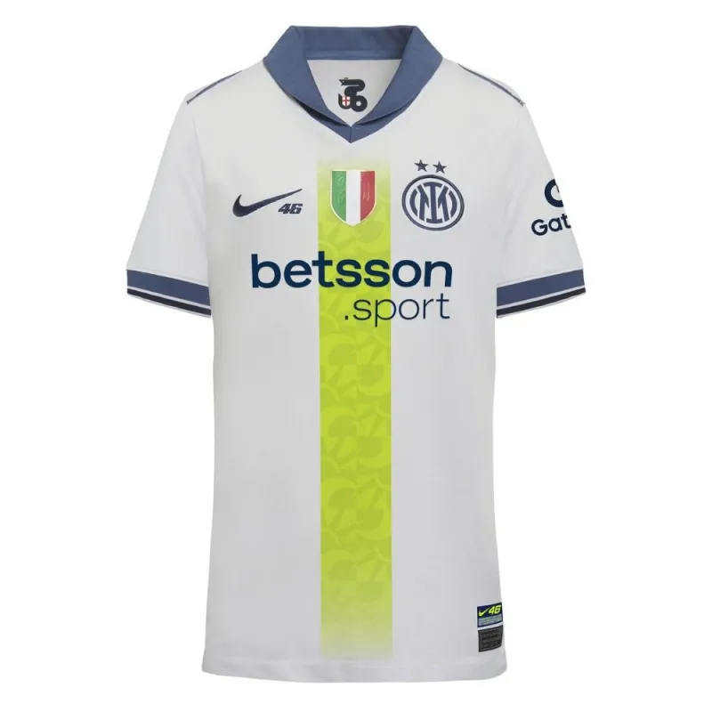 Valentino Rossi, Camisa Visitante Especial VR46 Infantil Inter de Milán 2024/25 - Blanca