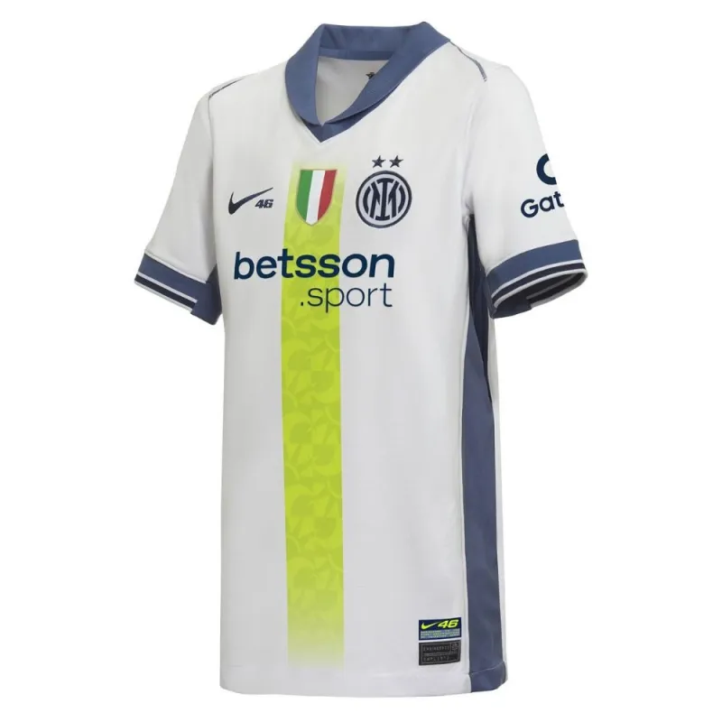 Valentino Rossi, Camisa Visitante Especial VR46 Infantil Inter de Milán 2024/25 - Blanca