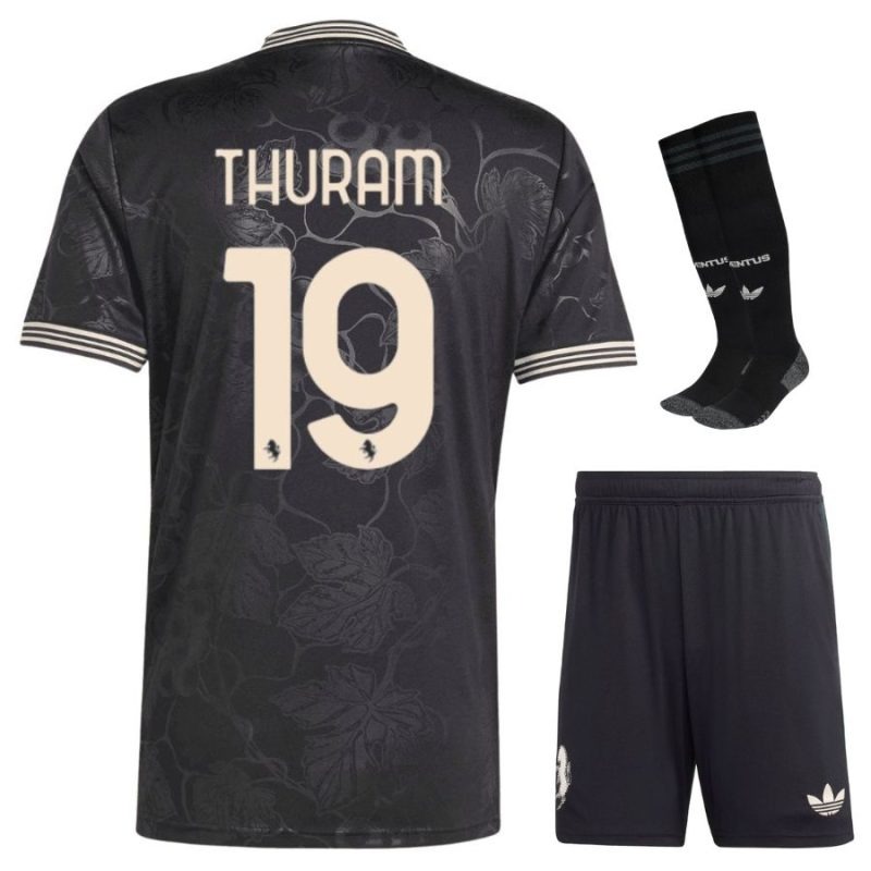 Juventus THURAM 2025/26 Maglia Third Bambino con Pantaloncini - Nera