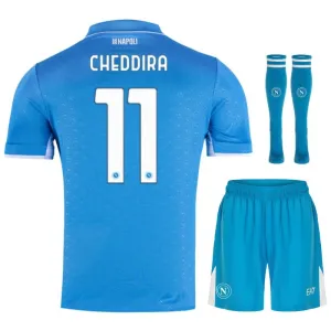 Set di maglie per bambini di casa di Napoli 2024/25 di Cheddira - Blu