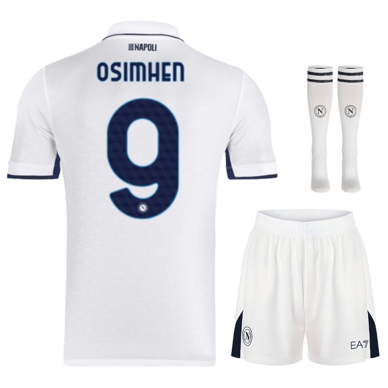 Osimhen's Napoli 2024/25 Away Kids' Jersey Set - White
