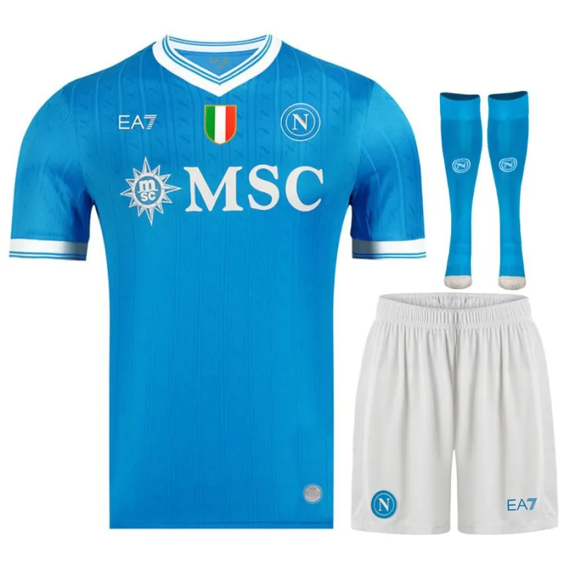 Ensemble de maillot enfant à domicile du Napoli 2025/26 - Bleu