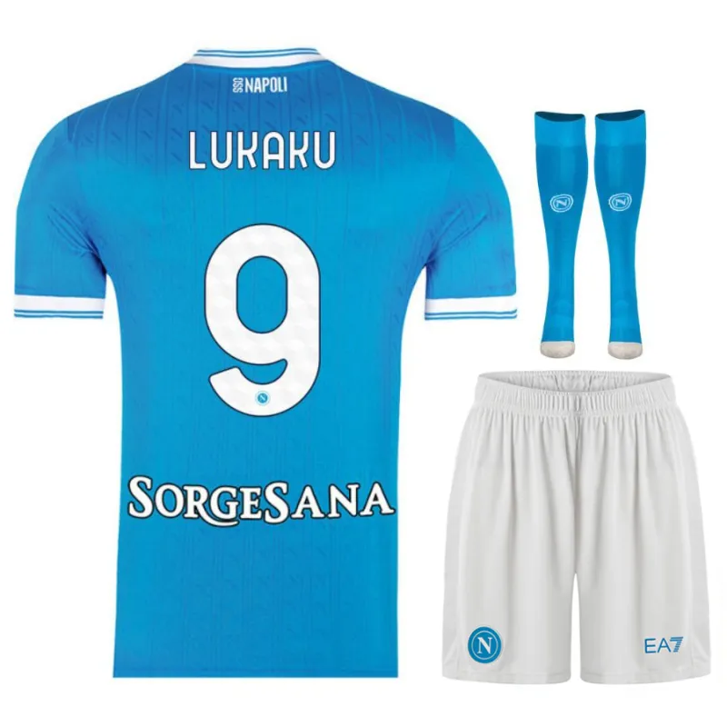 Napoli LUKAKU 2025/26 Home Kids' Jersey Set - Blue