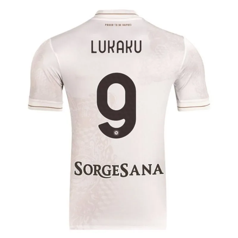 Napoli LUKAKU 2025/26 Away Kids' Jersey Set - Beige
