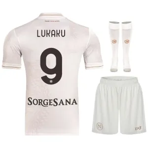 Napoli LUKAKU 2025/26 Auswärts-Kinder-Trikot-Set - Beige