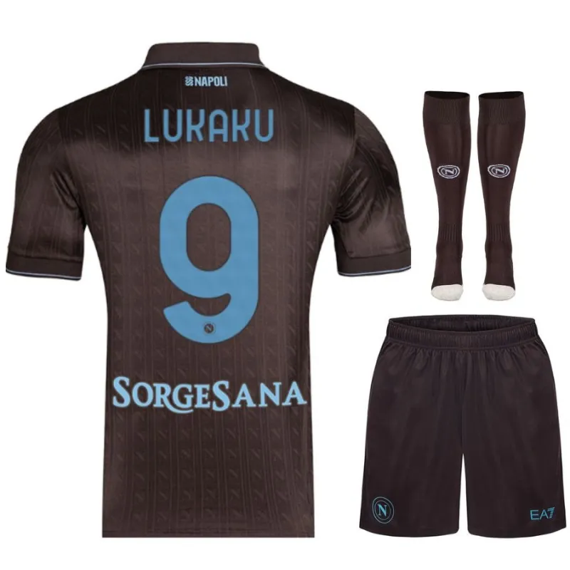 Neapel LUKAKU 2025/26 Kinder Drittes Kit - Schwarz