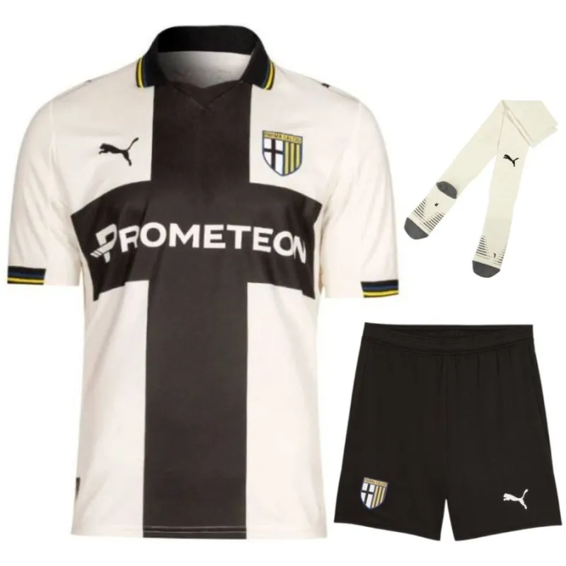 Parma 2025/26 Heim-Kindertrikot-Set - Weiß/Schwarz