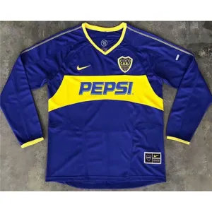 Maglia long-sleeved retrò di campo di casa di Boca Juniors 2003/04 - Blu