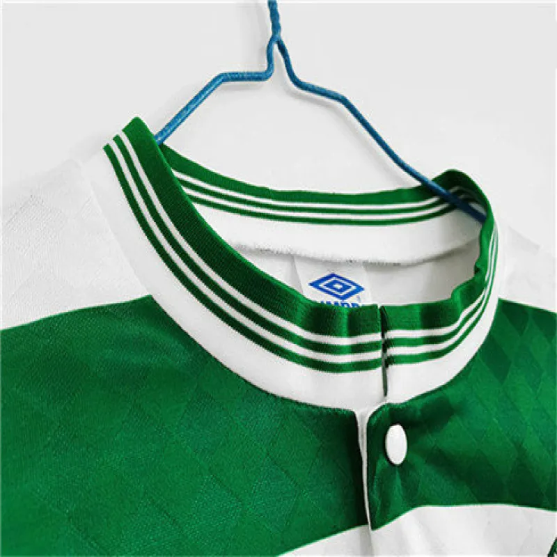 Maillot retro long-sleeved domicile de Celtic 1987/88 - Blanc/Vert
