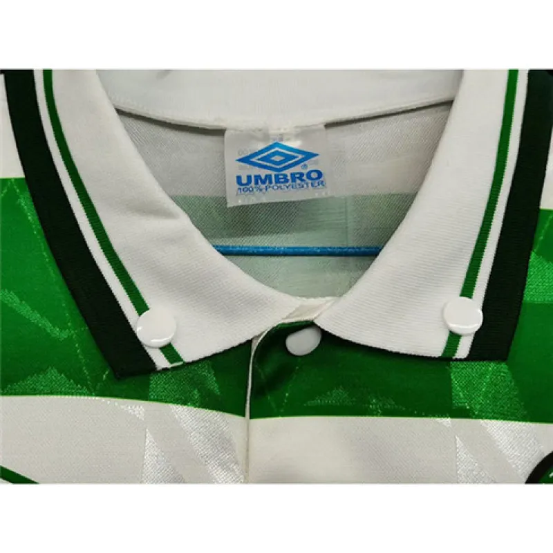 Maglia retro a maniche lunghe di casa di Celtic 1989-91 - Bianca/Verde