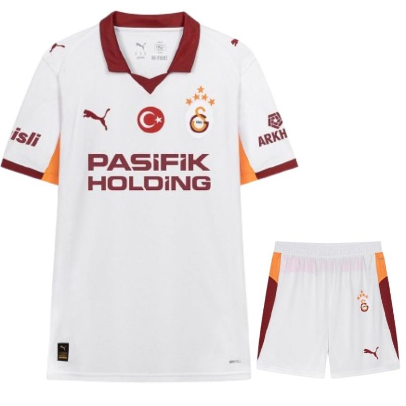 Galatasaray 2025/26 Away Kids' Jersey + Shorts - White