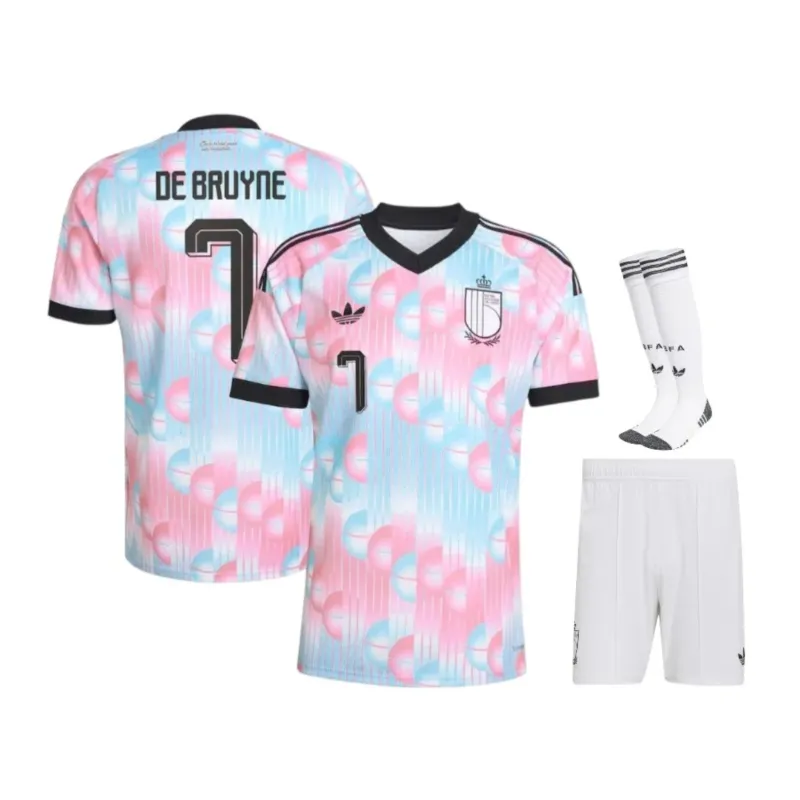 Kit Enfant Extérieur Belgique DE BRUYNE 2026/27 Bleu Rose