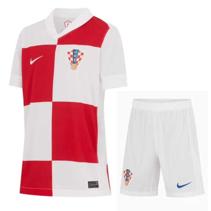 Maglia home bambini + pantaloncini della Croazia 2024/25 - Rosso/bianco