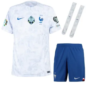 The French national team's 2024 away European Cup children's kit jersey - White