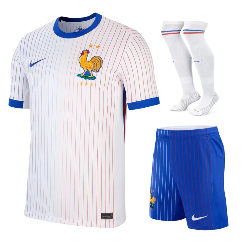The French national team's 2024/25 away children's kit jersey - White