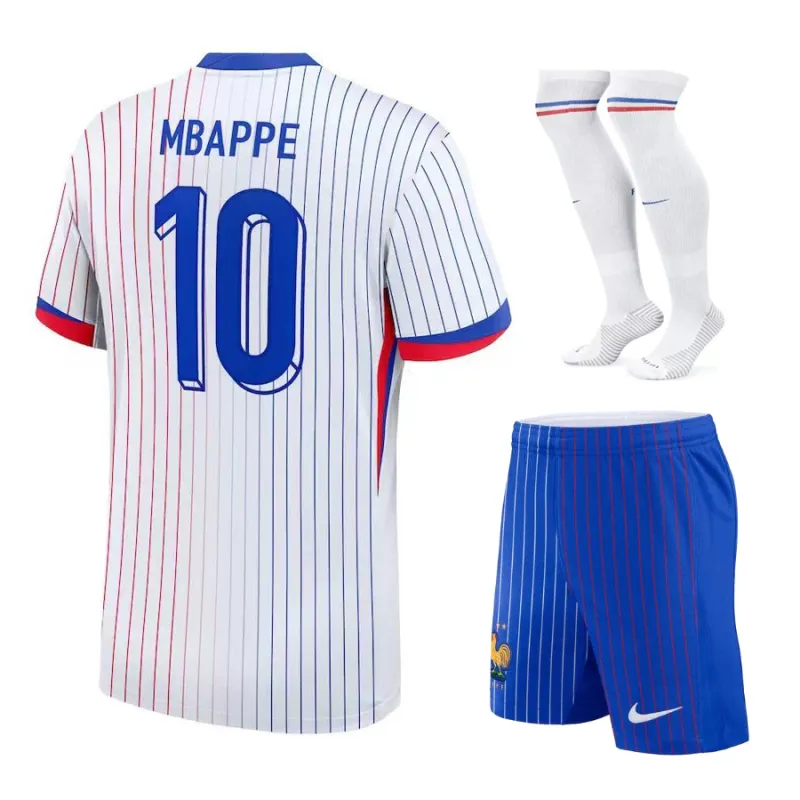 Mbappé's away children's kit of the French national team in 2024/25 - White