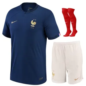 The French national team's 2022 home World Cup children's kit jersey - Blue
