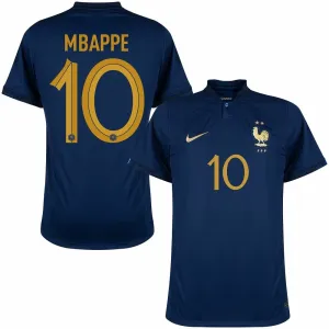 Kylian Mbappé's French national team 2022 home World Cup jersey - Blue