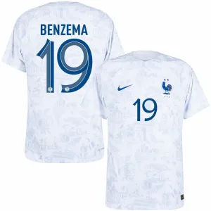 Karim Benzema's French national team 2022 away World Cup jersey - White