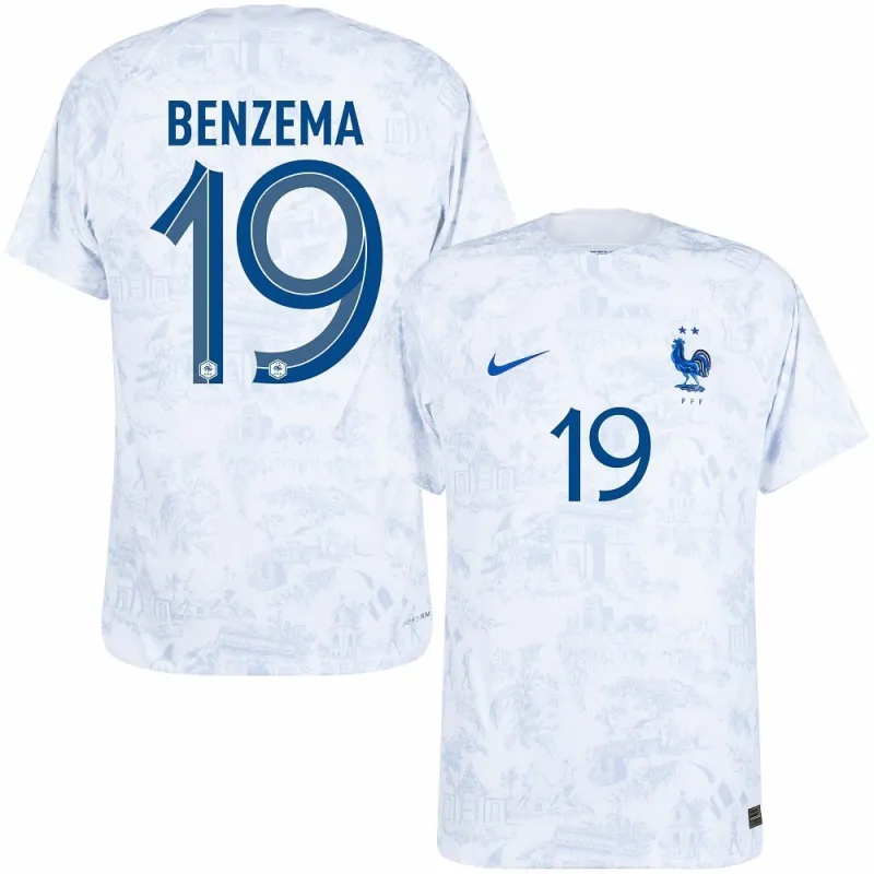 Karim Benzema's French national team 2022 away World Cup jersey - White