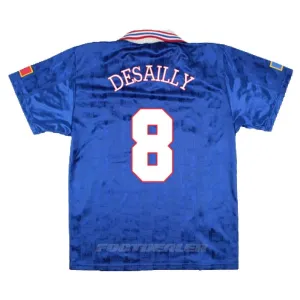 The retro home jersey of the French national team worn by Marcel Desailly in 1996 - Blue.
