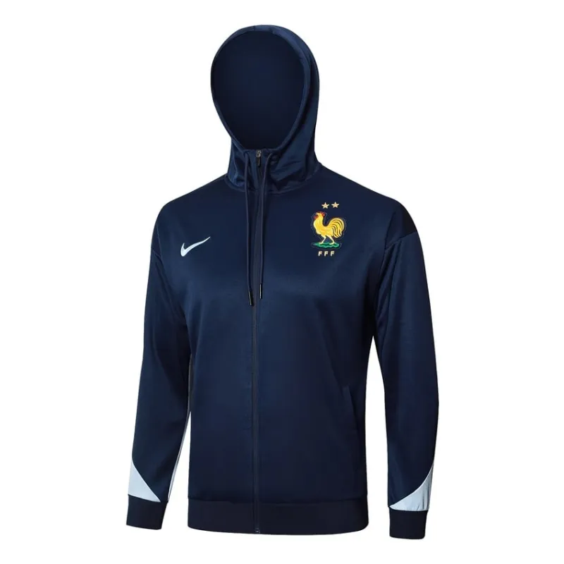 The French national team's 2024/25 hooded sportswear and pants - dark blue.
