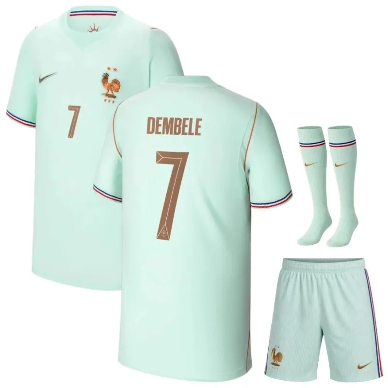 France DEMBELE 2026 World Cup kids away jersey set green