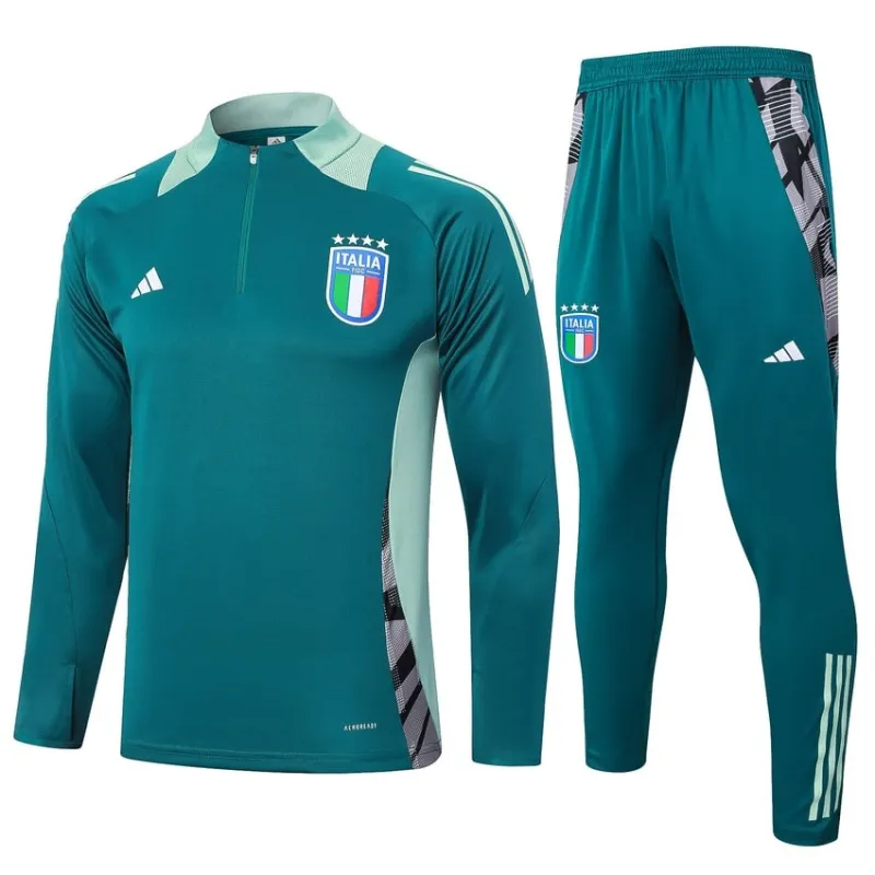 Traje de deporte de manga larga + pantalones de Italia 2024/25 - verde