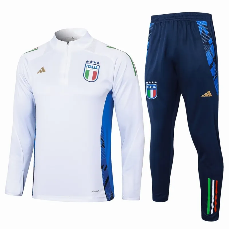 Tuta da sport a maniche lunghe + pantaloni d'Italia 2024/25 - bianca