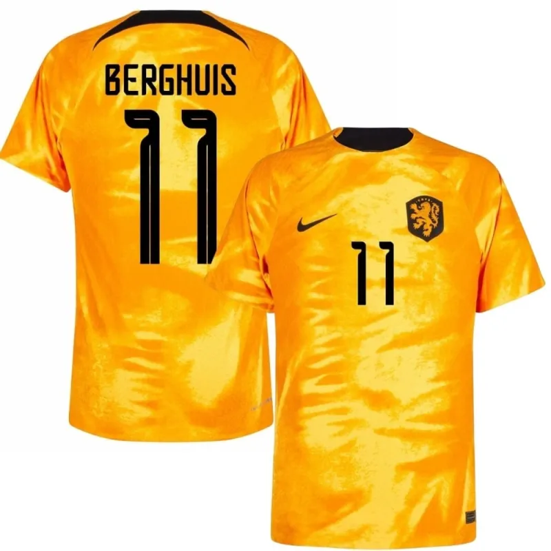 Camiseta local de los Países Bajos para la Copa Mundial de Fútbol 2022 de Berghuis - naranja