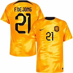 De Jong's Netherlands 2022 FIFA World Cup home football jersey - orange