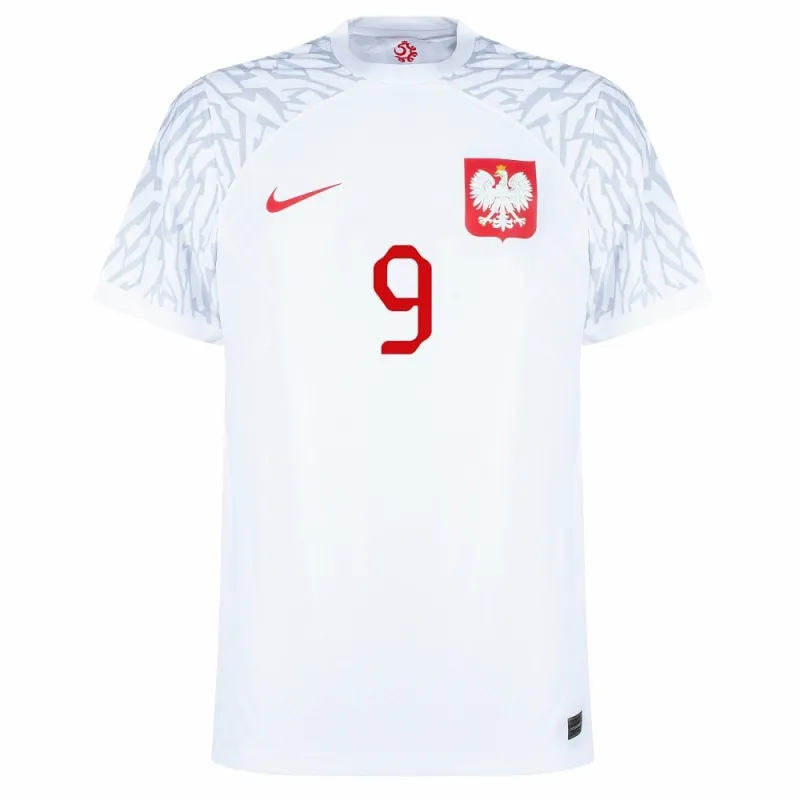 Lewandowski, maillot principal de la Pologne pour la Coupe du monde 2022 - Blanc