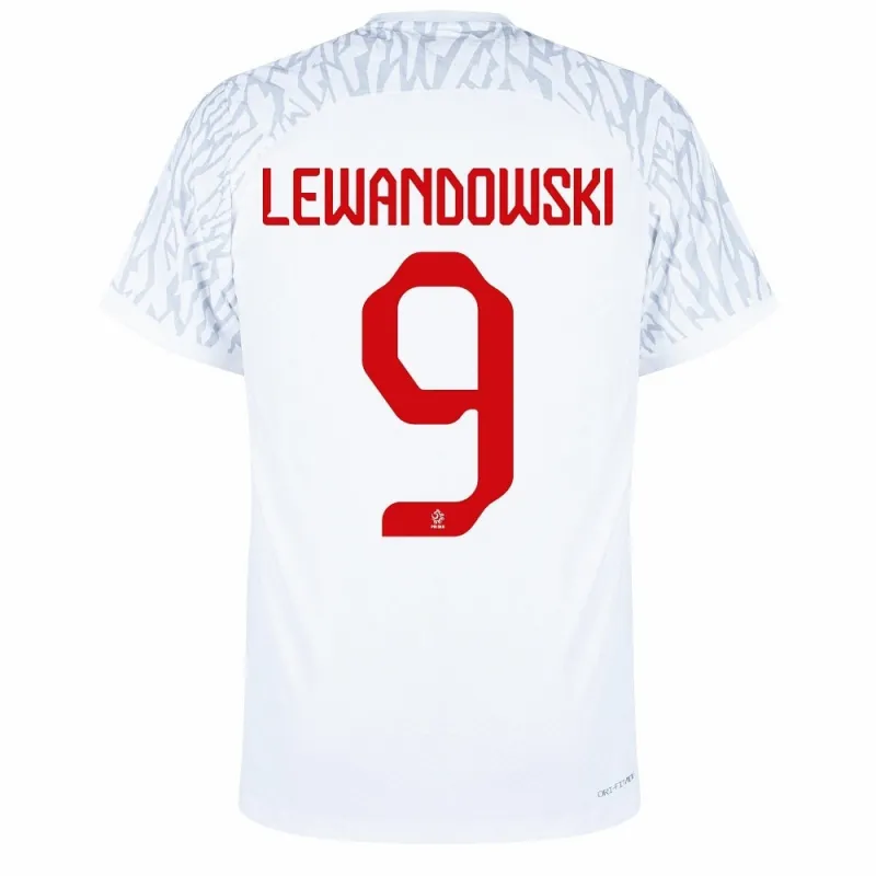 Lewandowski, maillot principal de la Pologne pour la Coupe du monde 2022 - Blanc