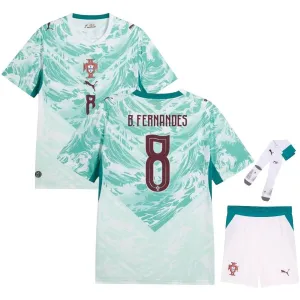 Portugal B.FERNANDES 2026/27 Away Kids Kit Green