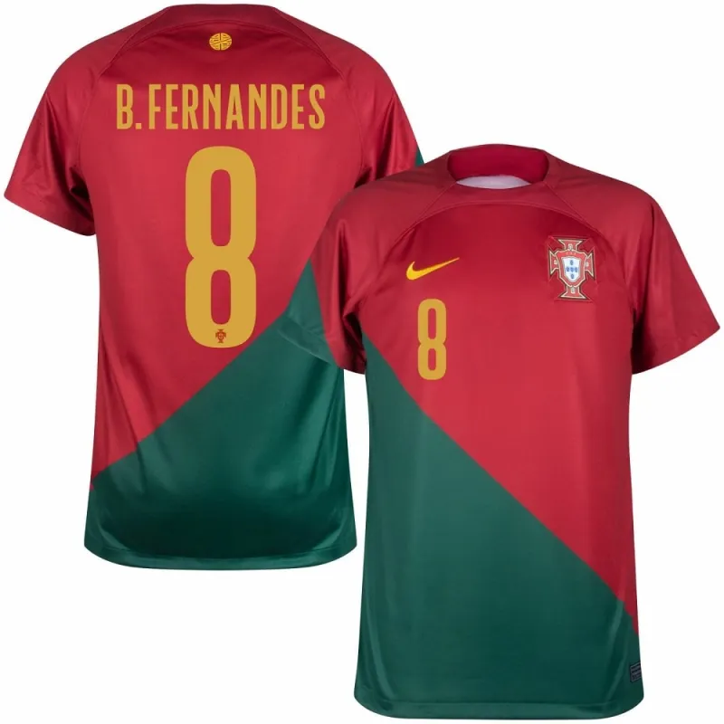 Bruno Fernandes' Portugal 2022 FIFA World Cup Home Jersey - Red and Green