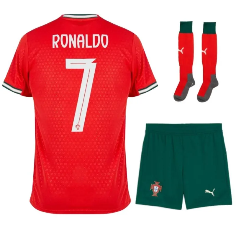 Portugal RONALDO Kids' Kit 2025/26 Home - Red