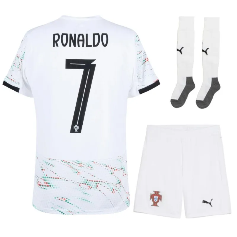 Portugal RONALDO Kids' Kit 2025/26 Away - White