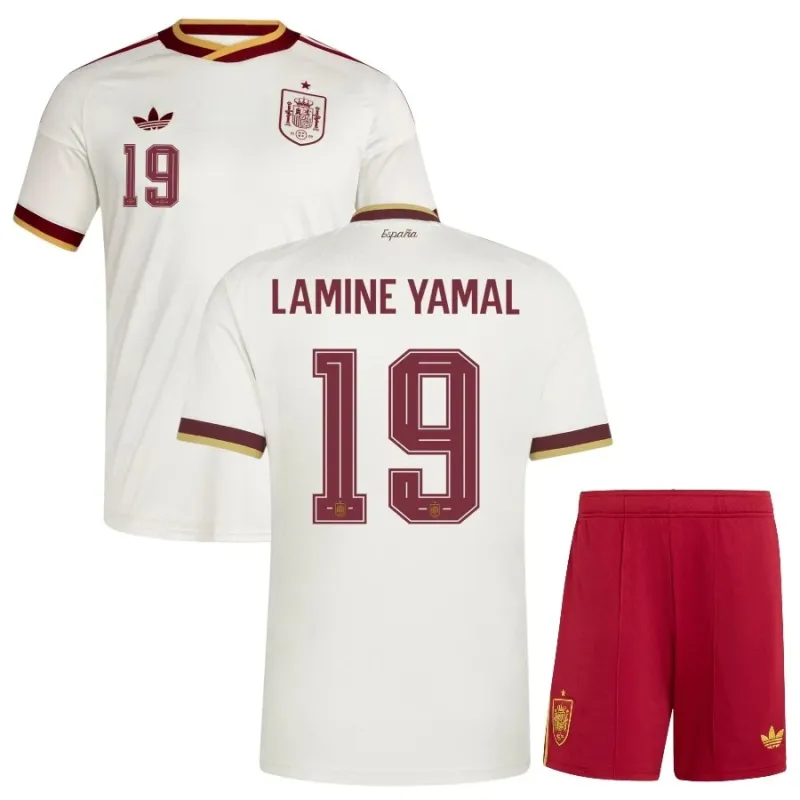Spain LAMINE YAMAL 2026/27 kids away jersey set white