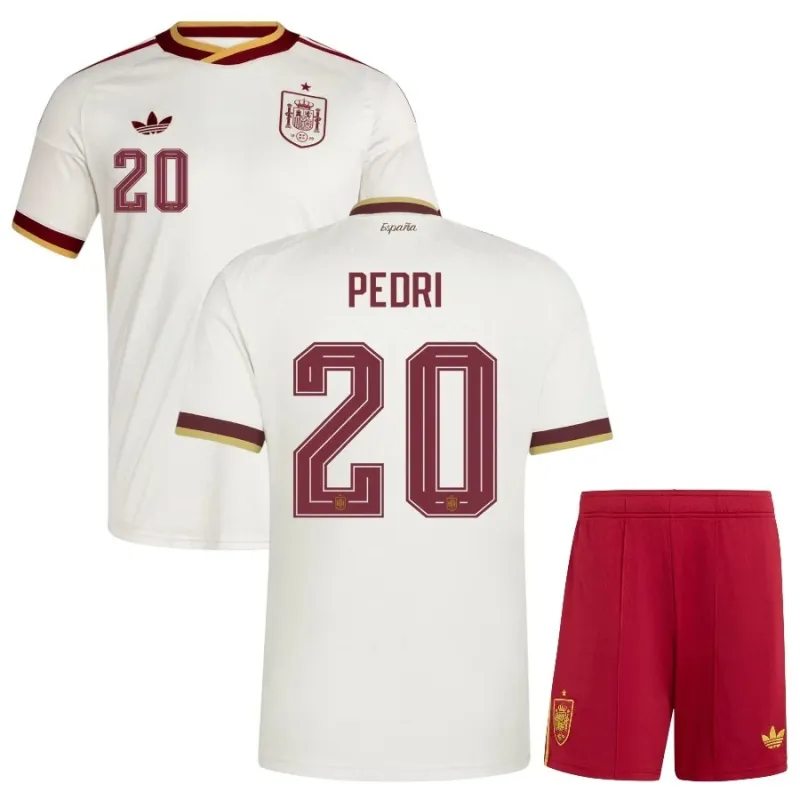 España PEDRI 2026/27 conjunto camiseta visita niño blanco