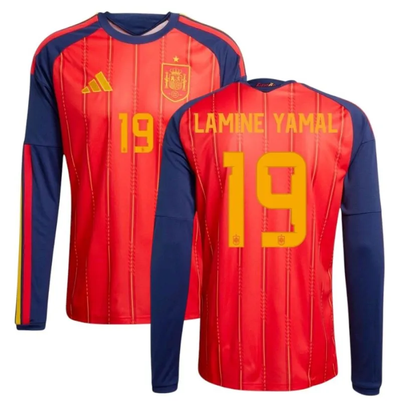Spanien LAMINE YAMAL 2026/27 Heimtrikot mit langen Ärmeln - Rot