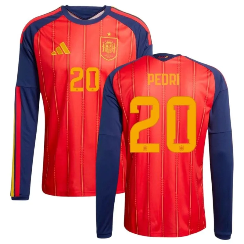 Spanien PEDRI 2026/27 Heimtrikot mit langen Ärmeln - Rot
