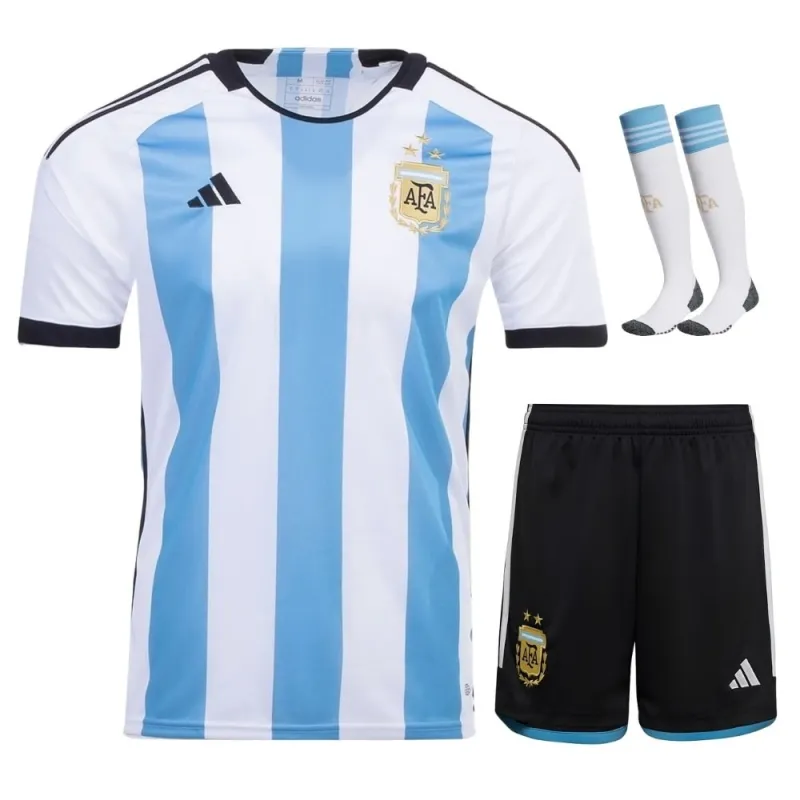 Argentinien 2022/23 3 Sterne Heim Kinder Trikotset - Himmelblau